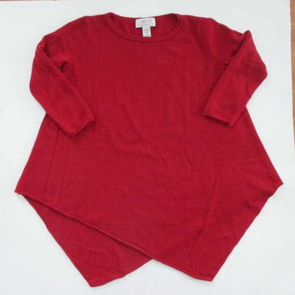 Cashmere Sweater Elfen Style Cranberry Red 3/4 Sleeves Size M - Picture 7 of 9